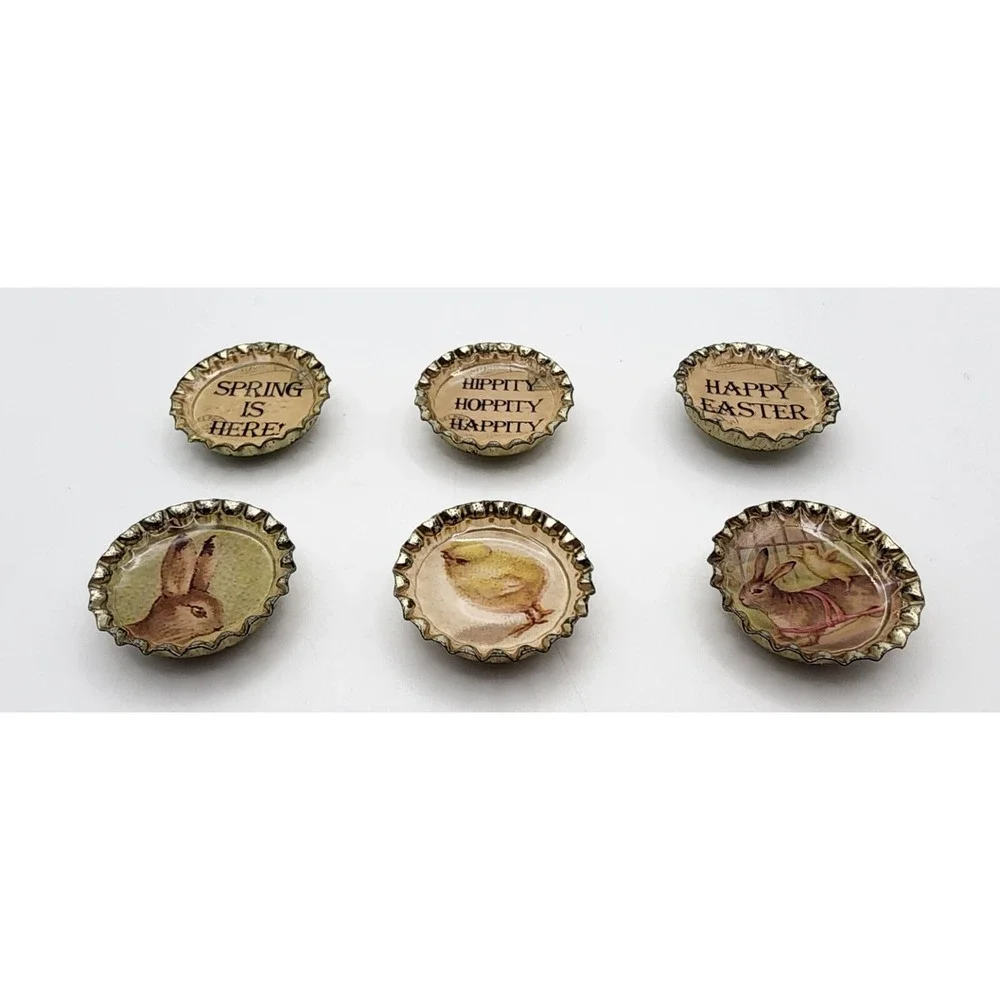 Primitives By Kelly Bottle Cap Magnets Vintage Easter‎